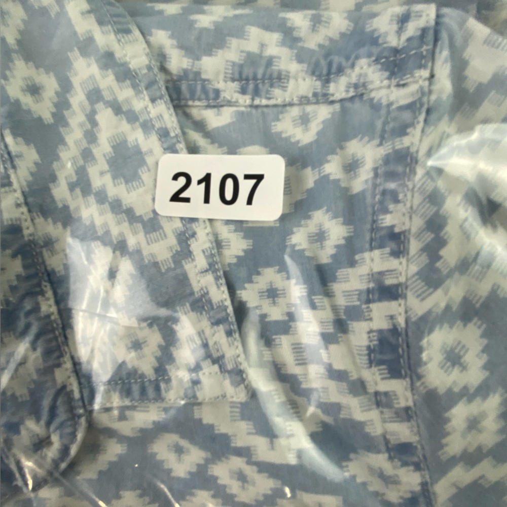 Lucky Brand Southwest Pattern Blue White Button Down LS Women's Dress, Medium - Picture 12 of 13